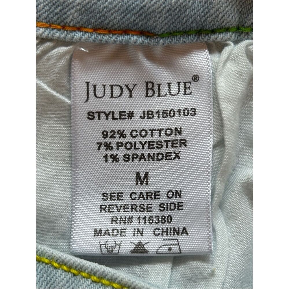 Judy Blue Light Wash Jean Shorts with Rainbow Topstitch - Picture 3 of 6